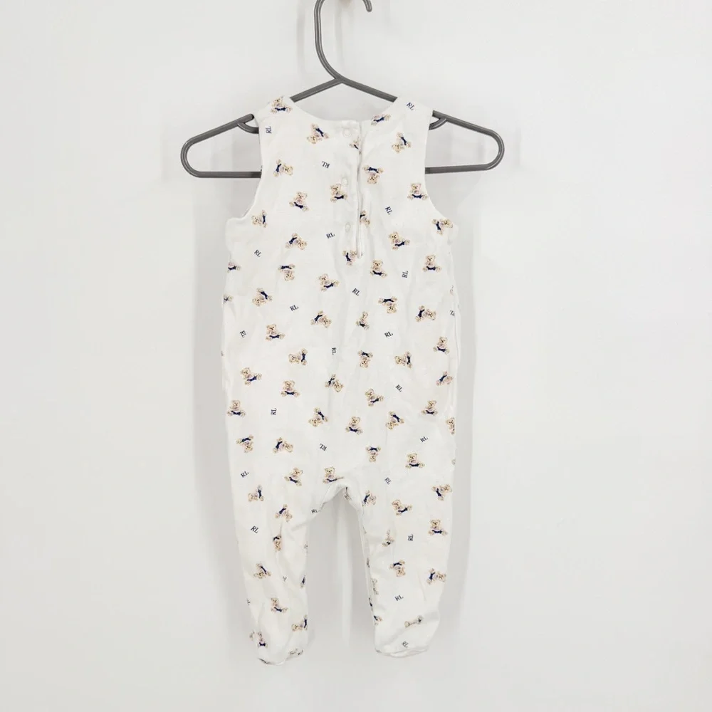 Ralph Lauren White One Piece with Built-in Footies